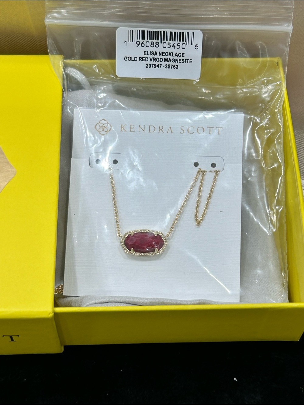 Kendra Scott Gold Necklace with Red Magnesite.